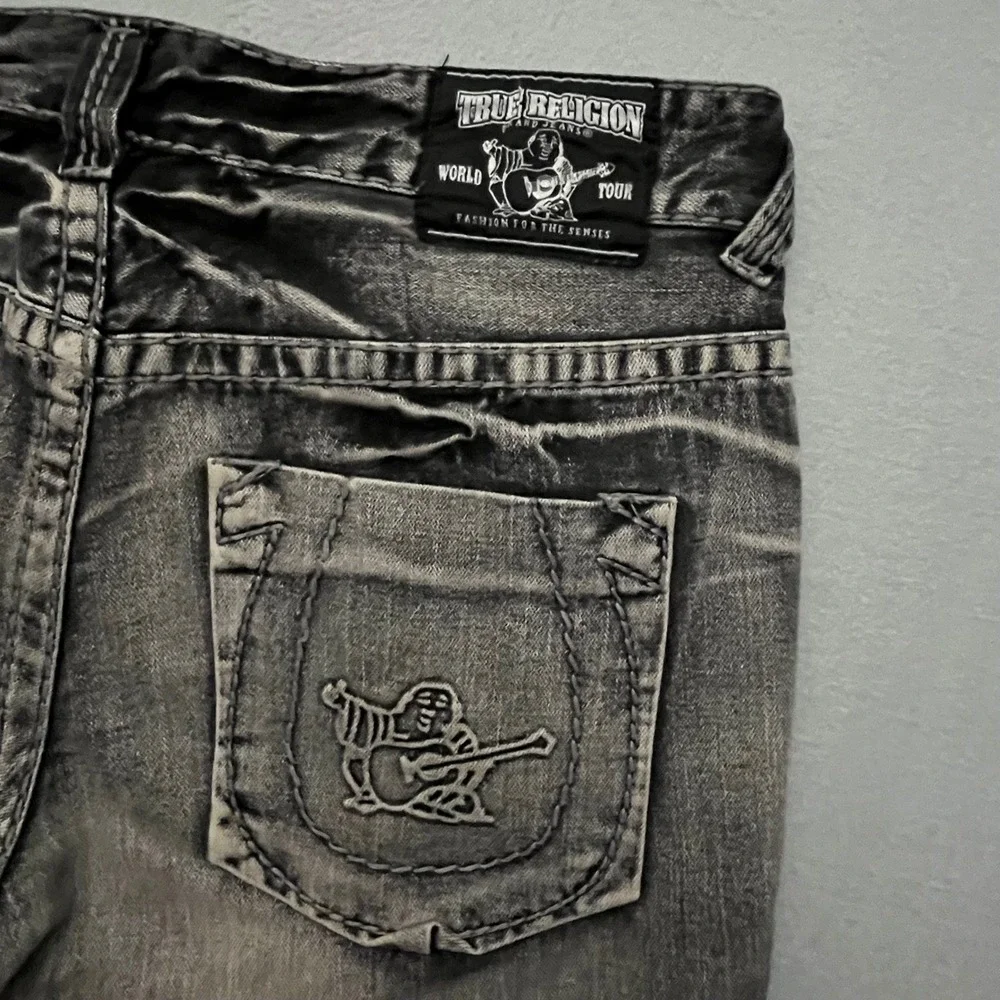 True Religion World Tour Limited Edition Buddha Gray Distressed Jeans 36x34